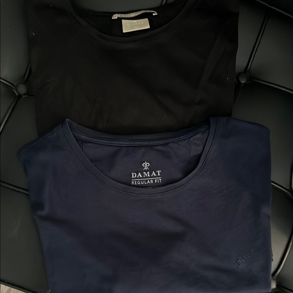 Damat Black and Navy Regular Fit T-Shirts